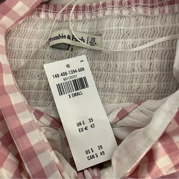 NWT Abercrombie & Fitch Pink Checkered Halter Crop Top (Size XS) - Picture 3 of 8
